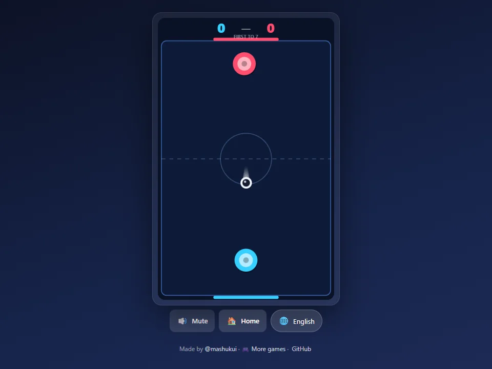 Air Hockey browser game screen