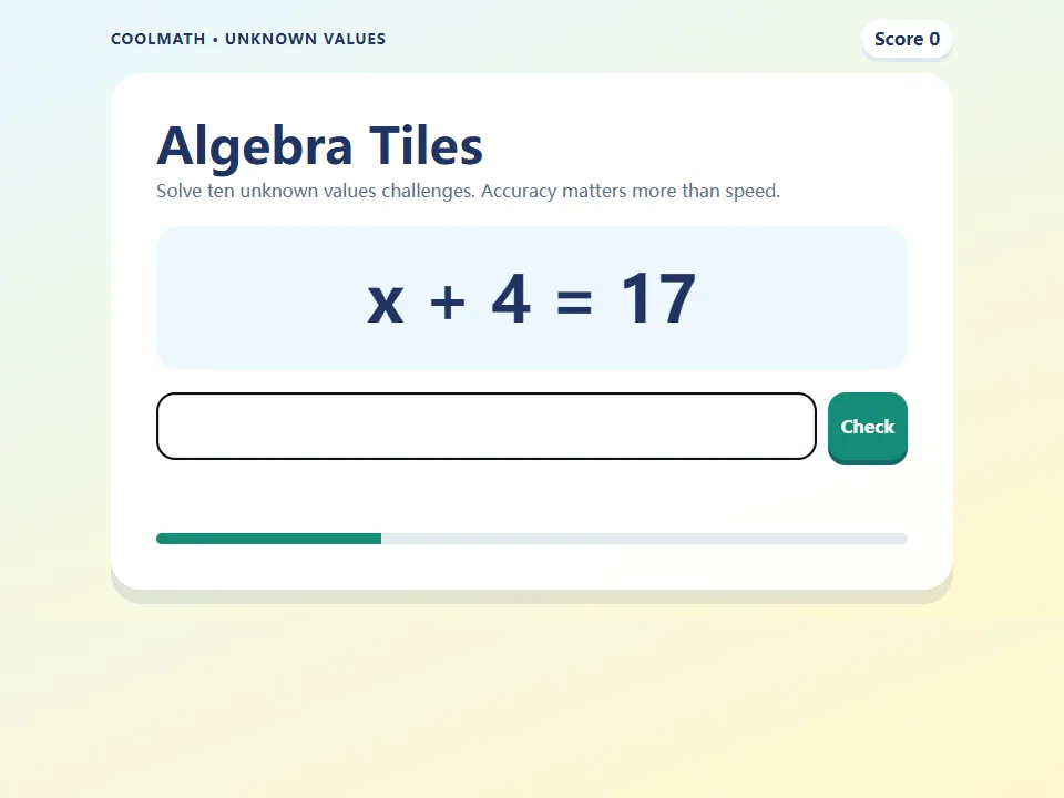 Algebra Tiles game