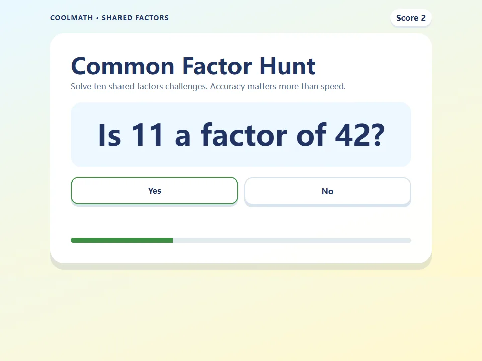 Common Factor Hunt game