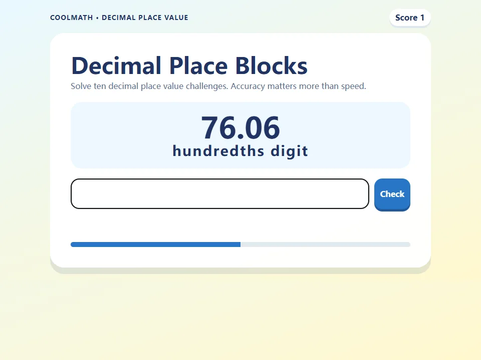 Decimal Place Blocks game