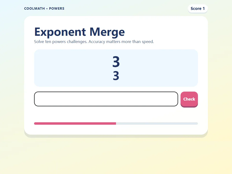 Exponent Merge game