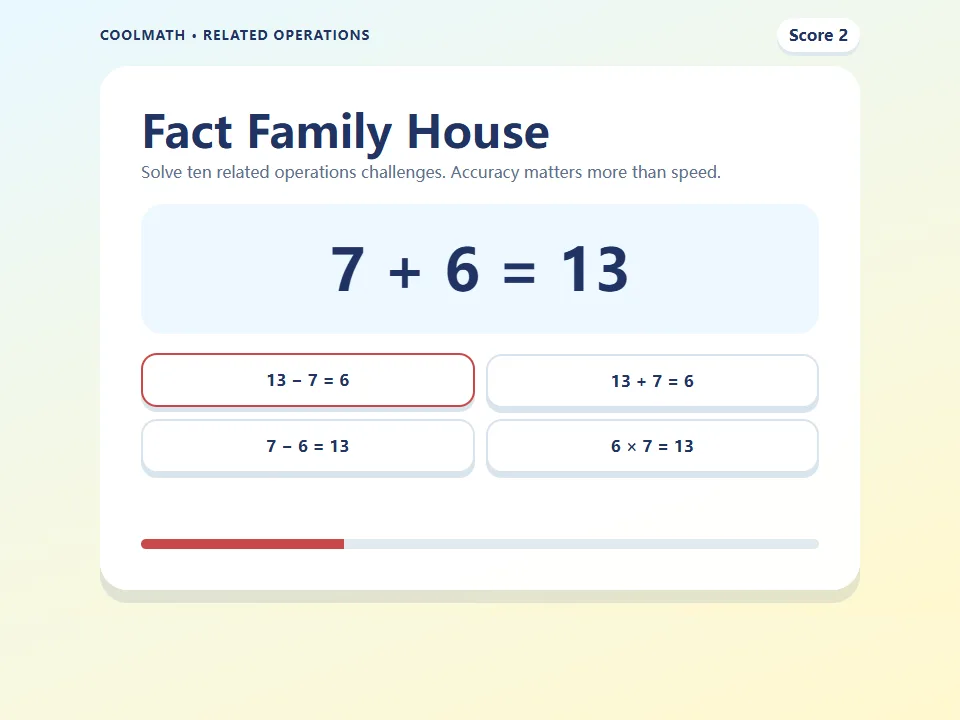 Fact Family House game