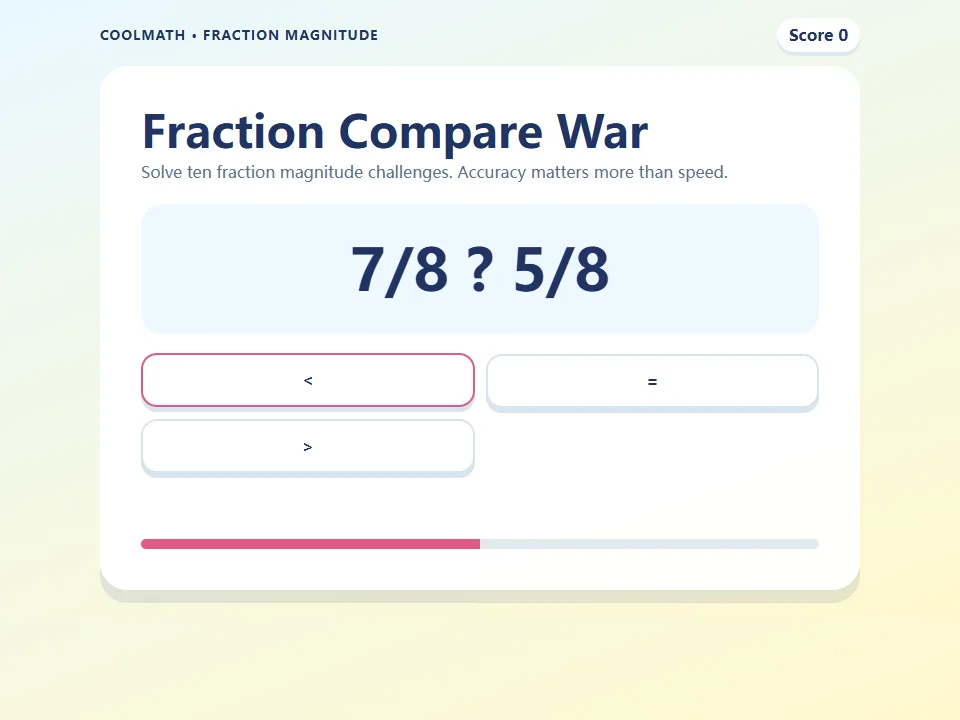 Fraction Compare War game