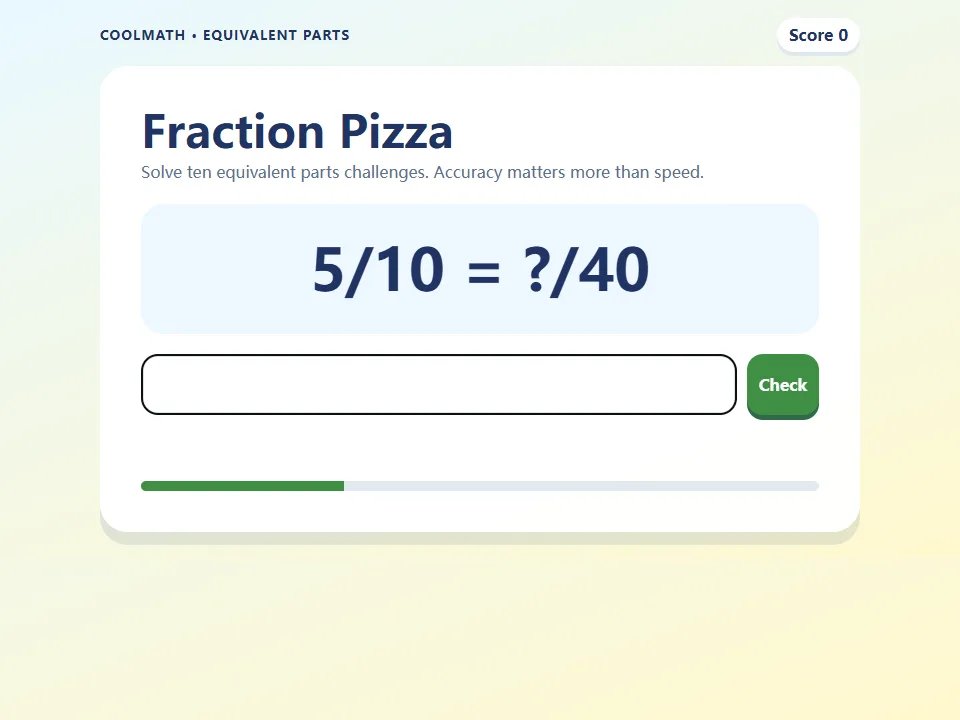 Fraction Pizza game