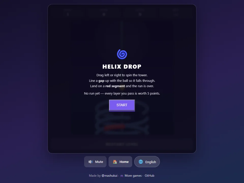 Helix Drop browser game screen