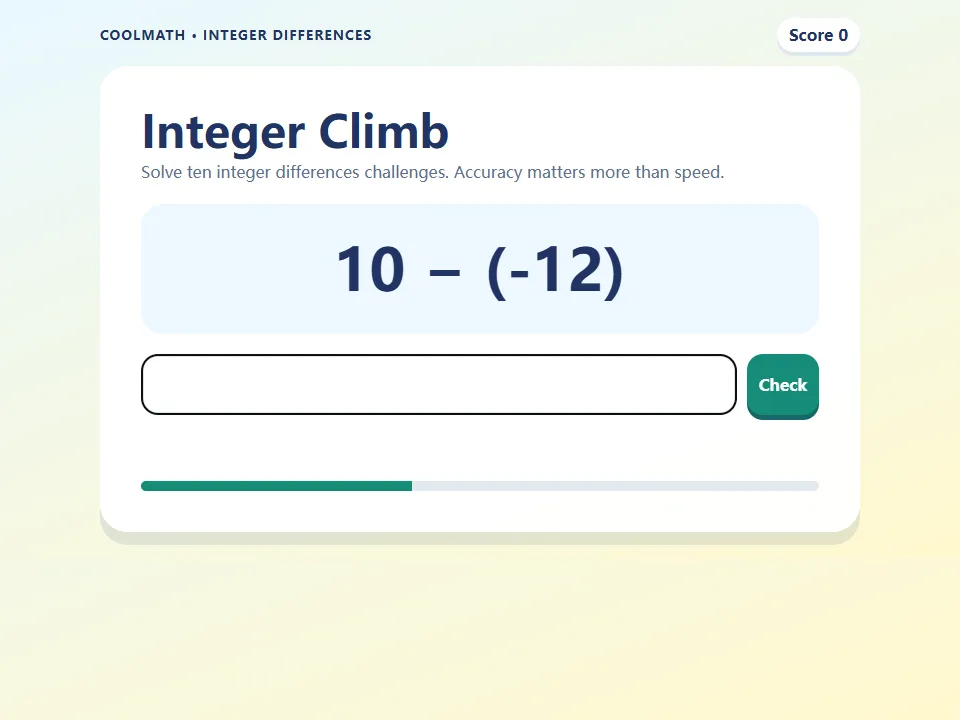 Integer Climb game