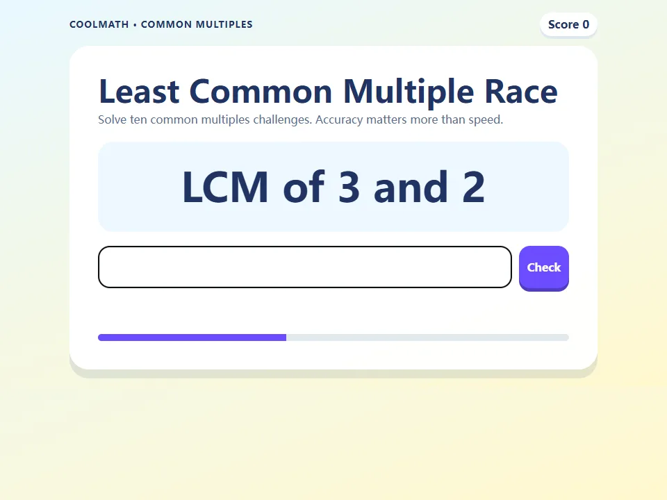 Least Common Multiple Race game