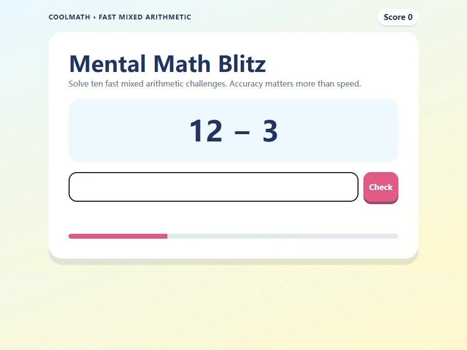Mental Math Blitz game