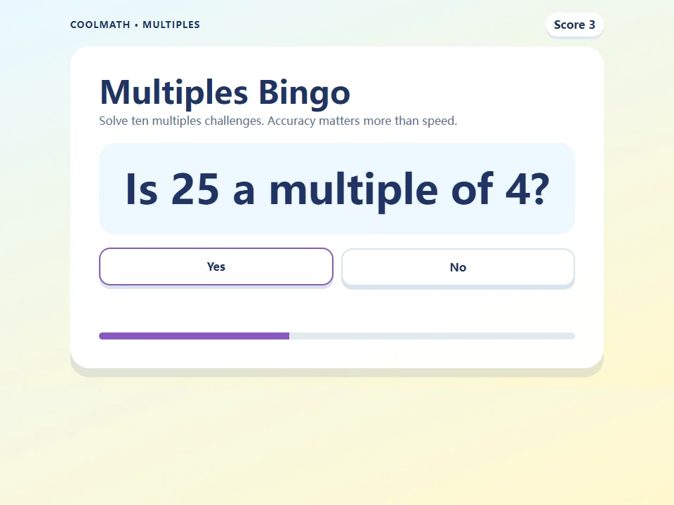 Multiples Bingo game