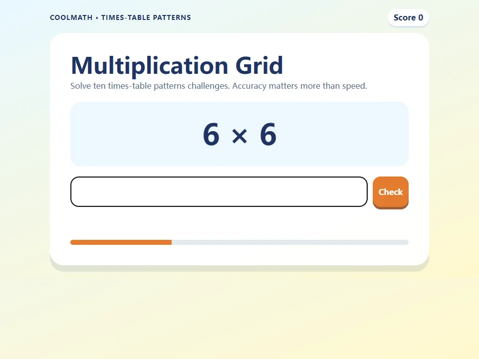 Multiplication Grid game