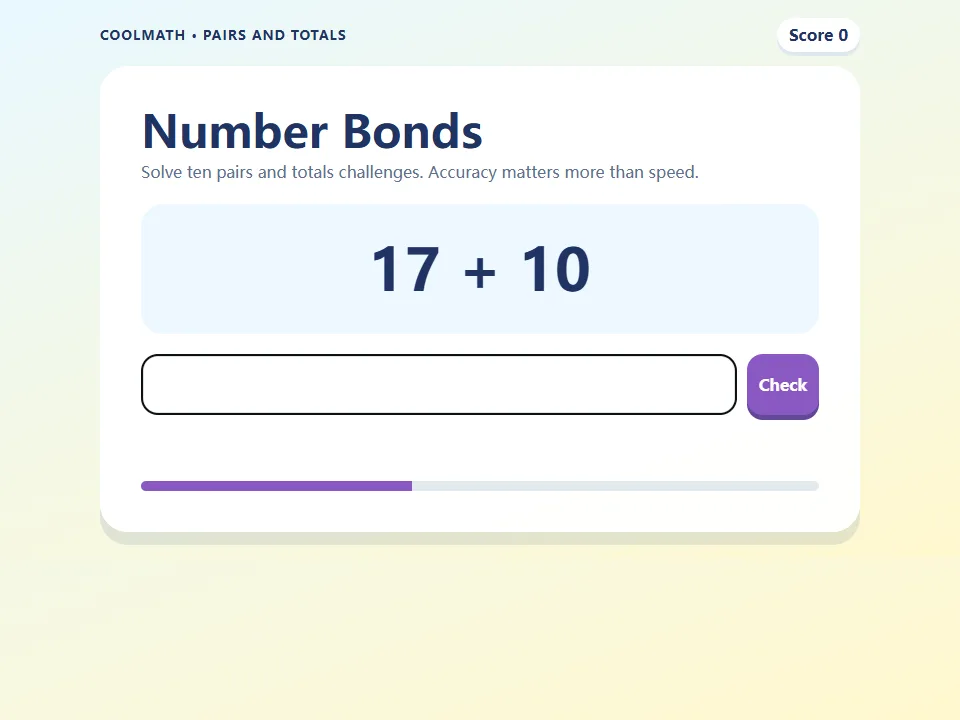 Number Bonds game