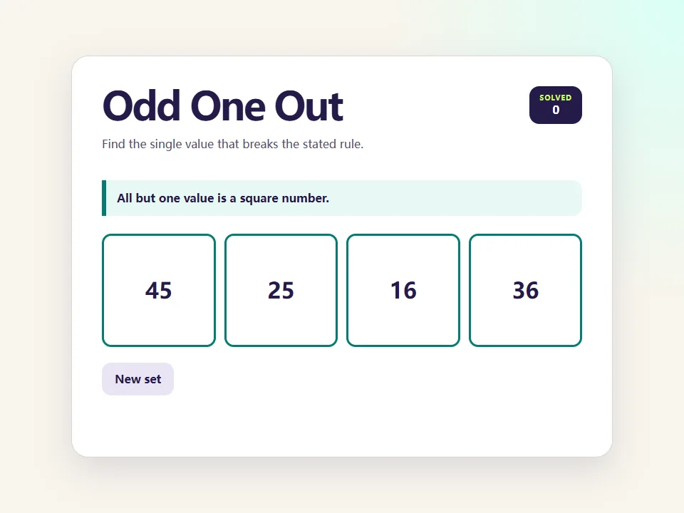 Odd One Out browser game screen