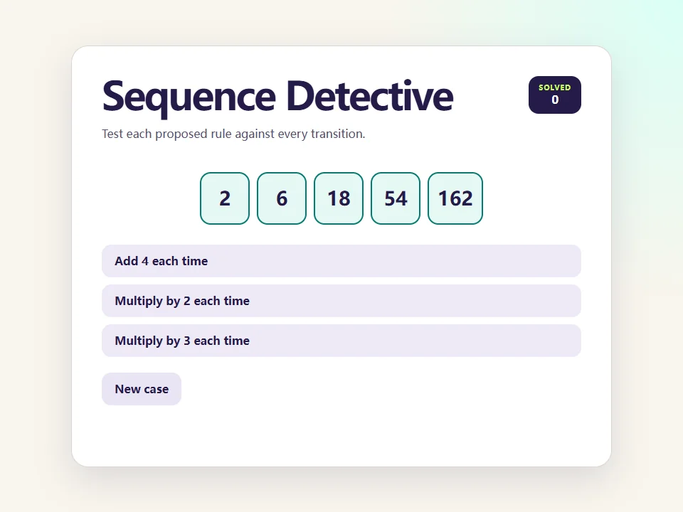 Sequence Detective browser game screen