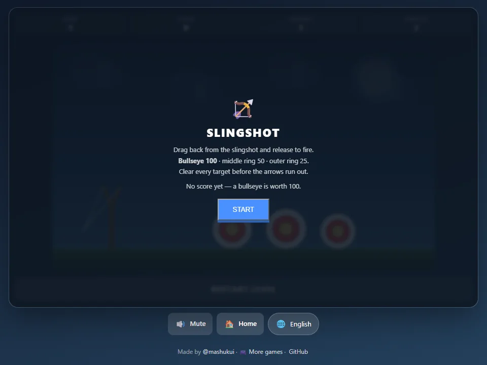 Slingshot browser game screen