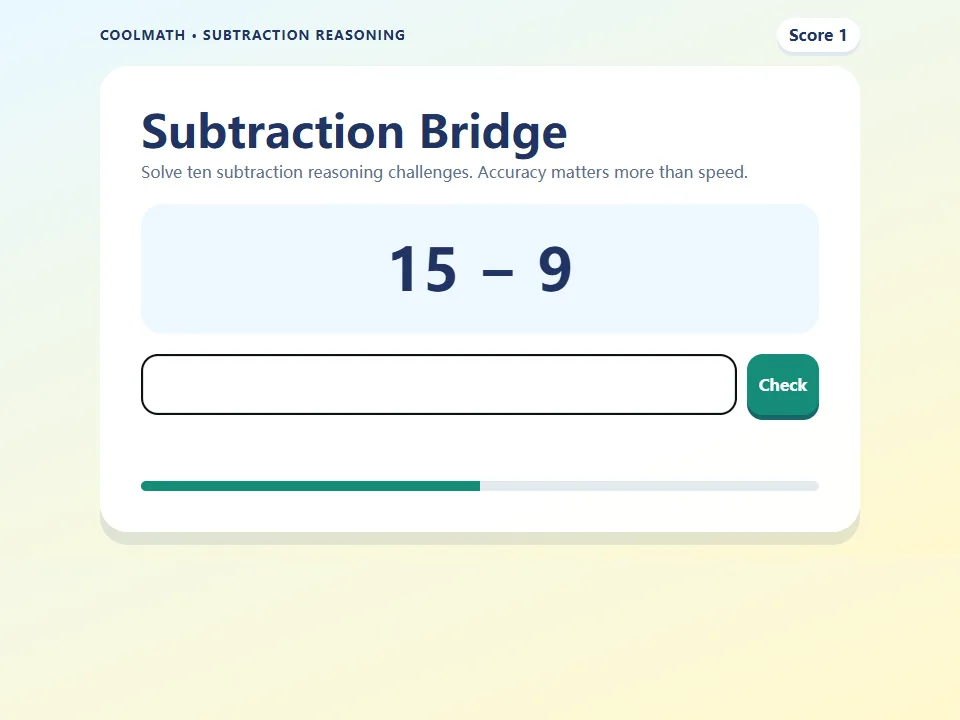 Subtraction Bridge game