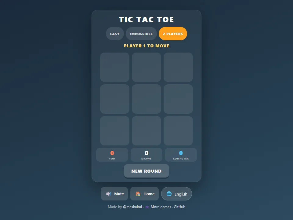 Tic-Tac-Toe browser game screen