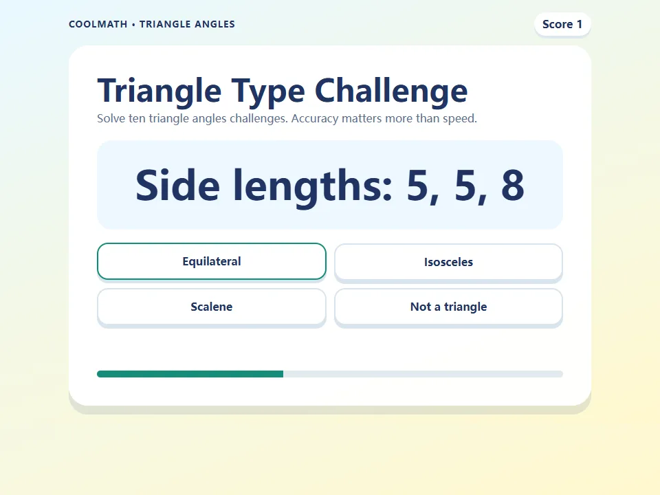 Triangle Type Challenge game